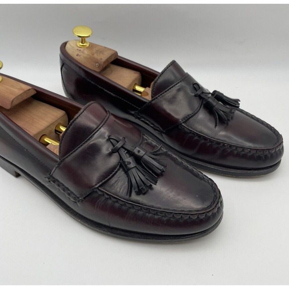 Men's Allen Edmonds‎ Stowe Burgundy Leather Penny Loafers Size 10D - Picture 1 of 14